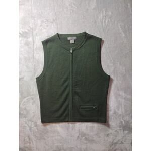 Banana Republic Sweater Womens M Vest Army Green Full Zip Merino Wool Minimalist